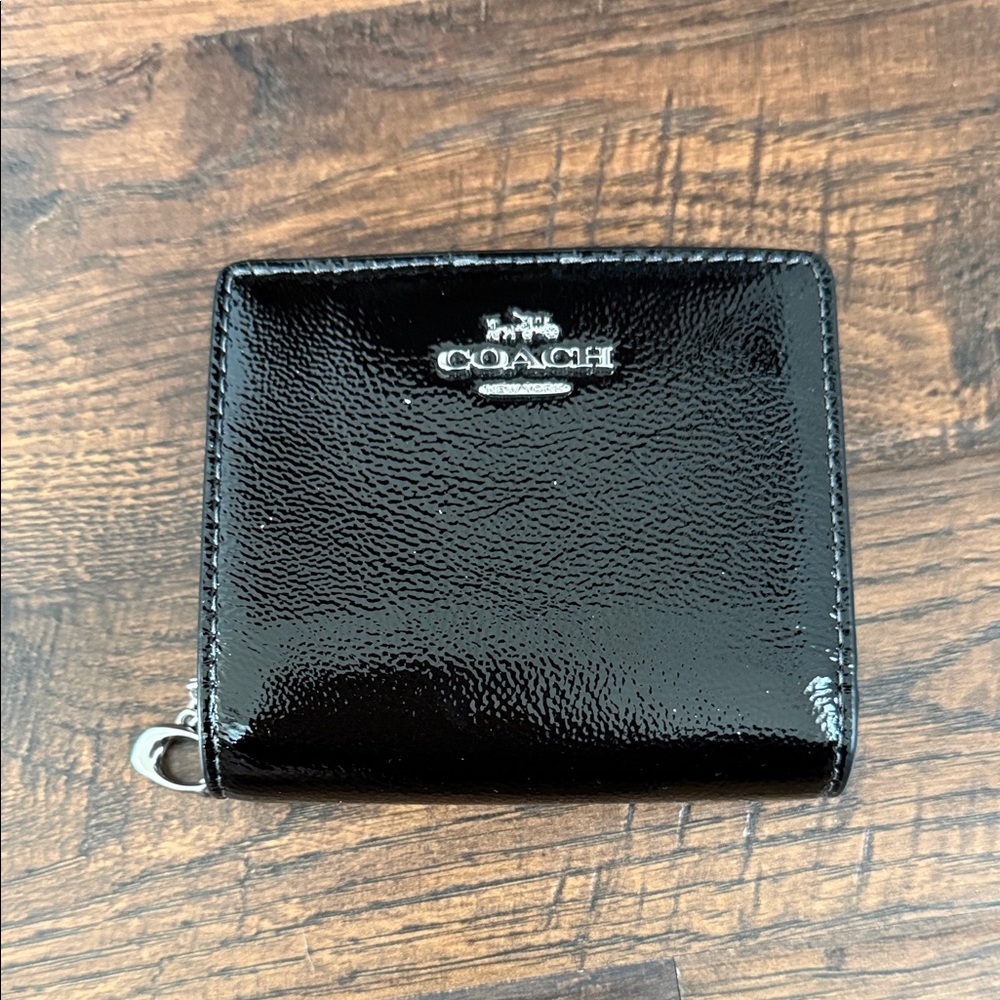 Coach Shiny Black Leather Key Holder